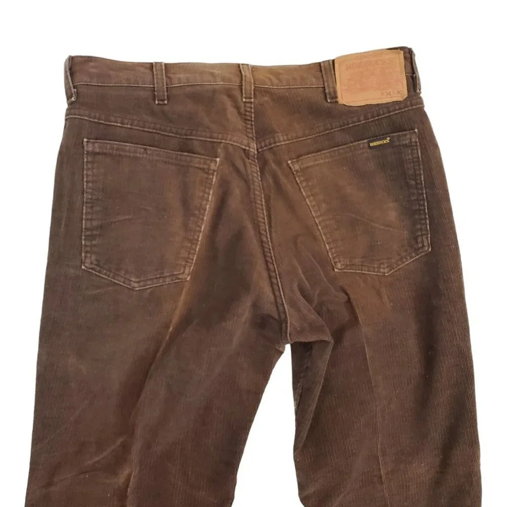 Vintage Brown Corduroy Straight‎ Leg Pants Rockabilly Retro Roebucks 34 X 30